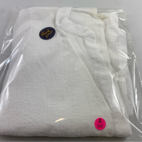 H&M Women’s White Gauzy Lightweight Button-Front Kaftan Cover-Up Sz 14 - Picture 12 of 12